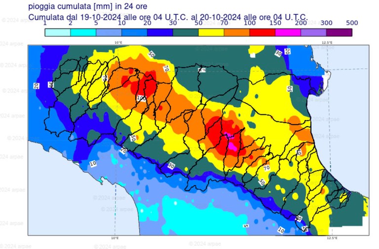 cumulata precipitazioni 19/10/2024