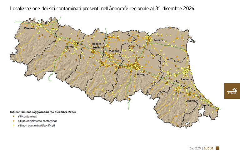 ARPAE DATI AMBIENTALI 2024 Mappa dei siti contaminati.png
